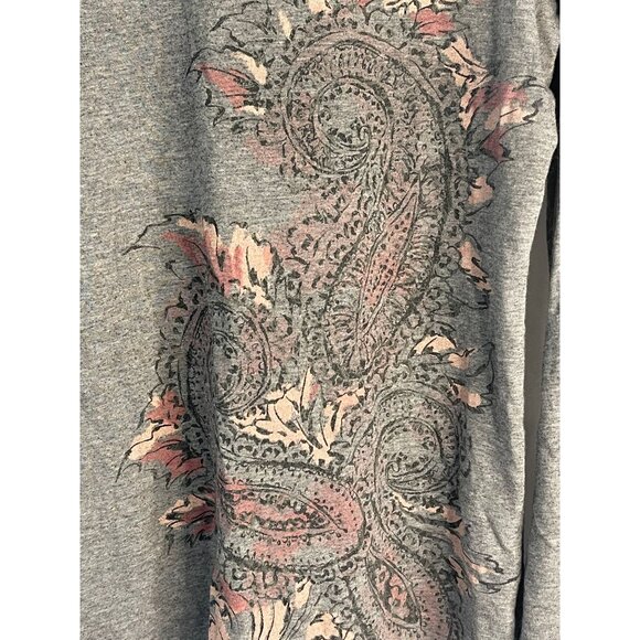 long sleeve gray shirt sheer floral polyester blend xl armpit to armpit 22" READ - Picture 2 of 6